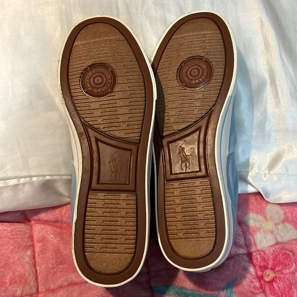 Vintage Polo Ralph Lauren Suede Trim Vaughn Dick Shoes Lt Blue. Size:10